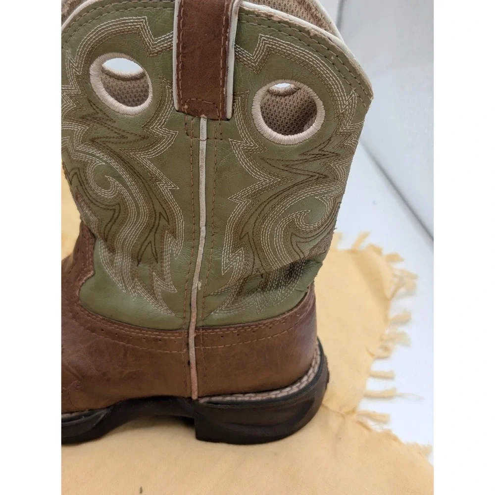 Durango Kids Western Boots 13M Brown Sage Green Square Toe Lil Rebel BT282